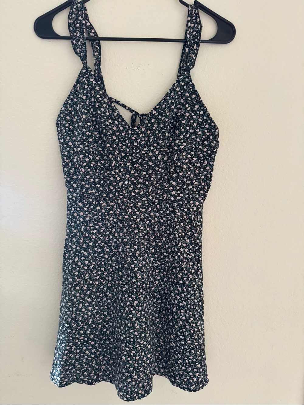 Zaful Black Mini Dress with Pink Floral Print